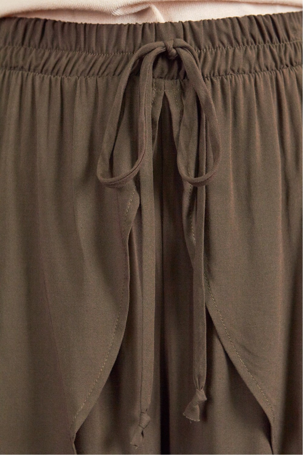 #12712 Challis Double Layered Pants - Brown