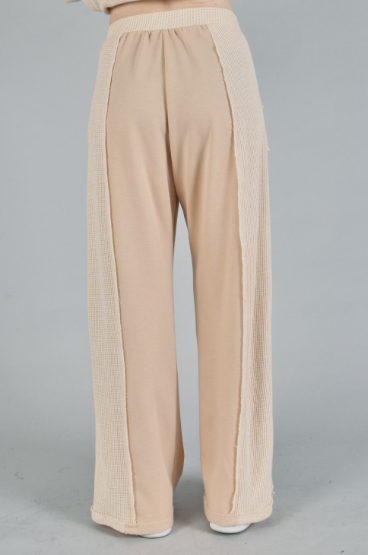 6569 Corduroy Color Block Pants With Pocket