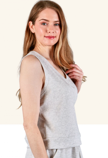 6699 Solid French Terry Sleeveless Top