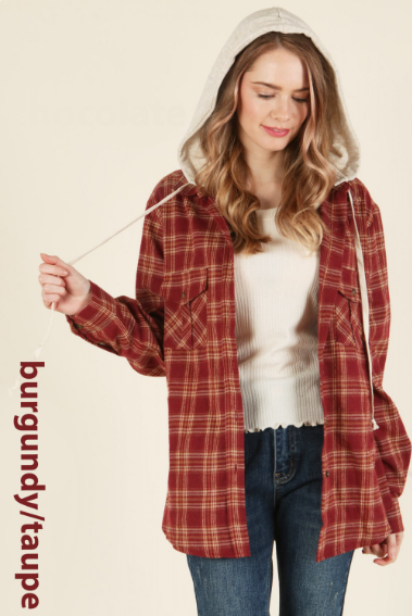 6294 Check Pattern Long Sleeve Hoody