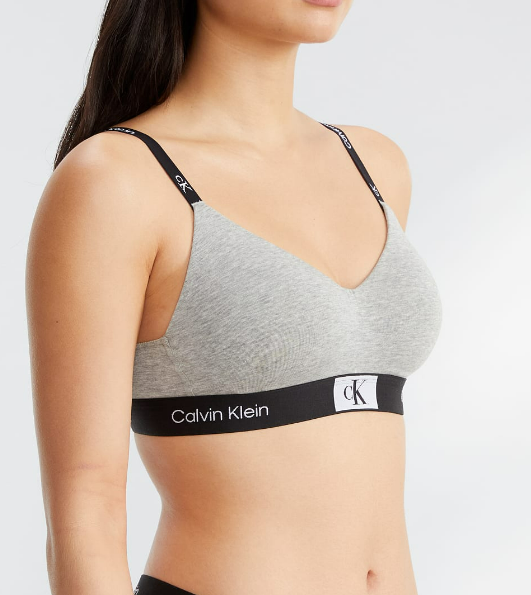 Calvin Klein QF7218 1996 Cotton Lightly Lined Bralette - Black / Gray