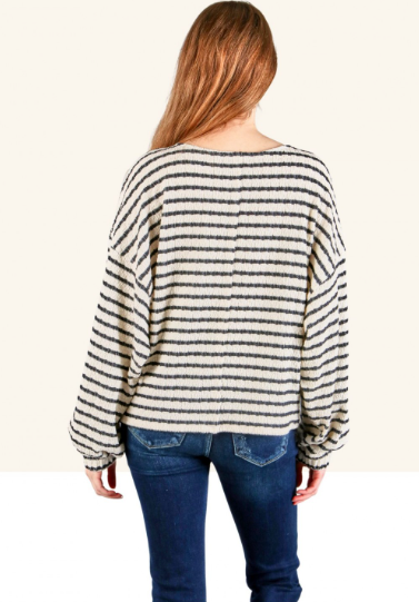 6727 Textured Knit Fabric Stripe Shirt