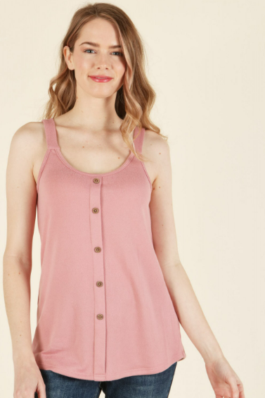 6311 Sleeveless Solid Button Top