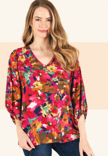 6489 Floral Rayon Print Top