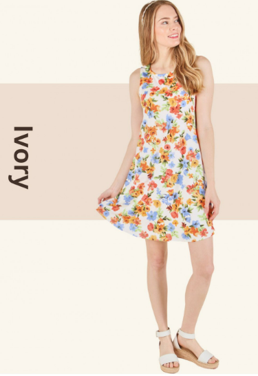 6445 Flower Print Sleeveless Short Dress