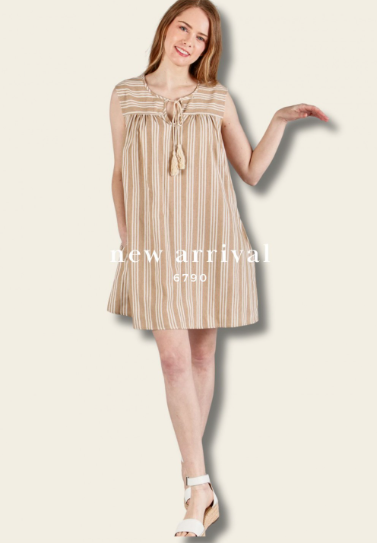 6790 Woven Stripe Sleeveless Dress