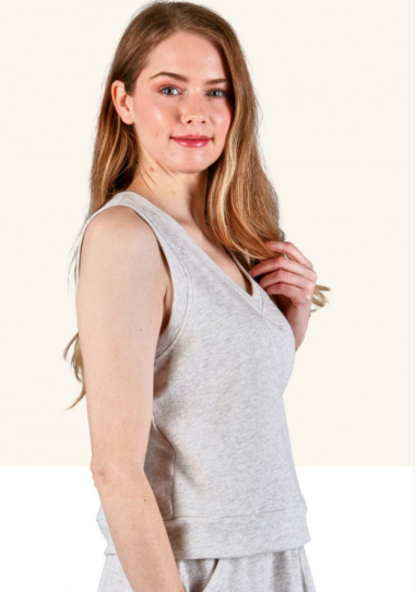 6698 Solid French Terry Sleeveless Top