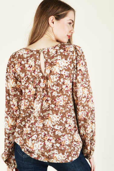 6494 Floral Print Halter Neck Long Sleeve