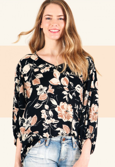 6462 Floral Rayon Print Top