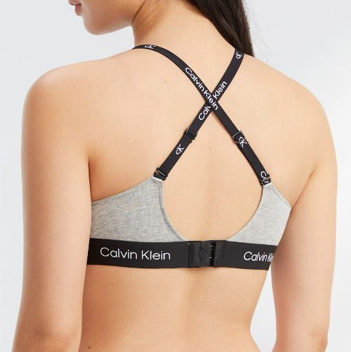 Calvin Klein QF7218 1996 Cotton Lightly Lined Bralette - Black / Gray