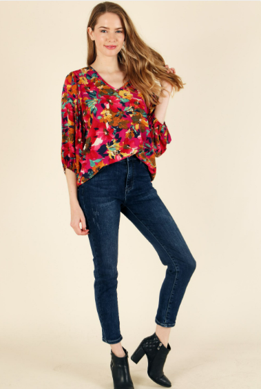 6489 Floral Rayon Print Top