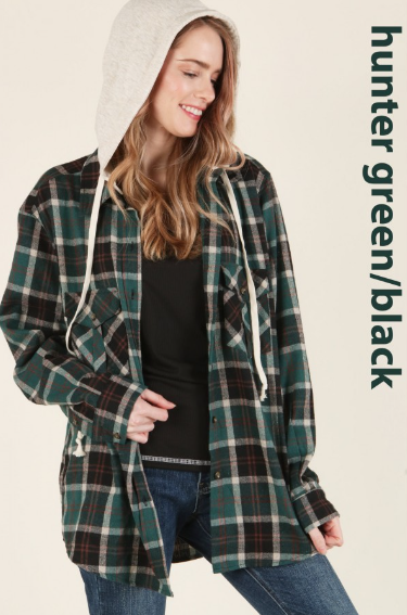 6294 Check Pattern Long Sleeve Hoody