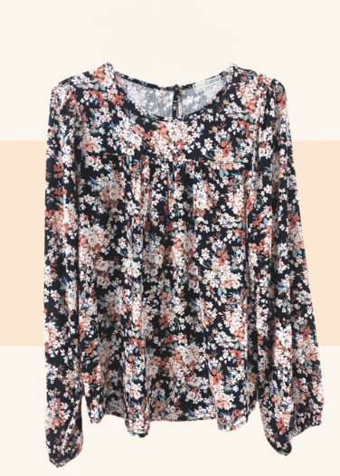 6494 Floral Print Halter Neck Long Sleeve