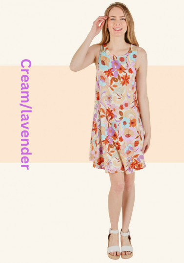 6442 Flower Print Sleeveless Dress