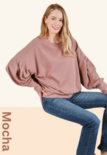 6407 Balloon Sleeve Pullover