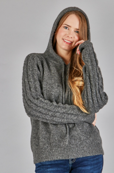 6913 Knit Down Sweater Hoodie