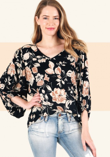 6462 Floral Rayon Print Top