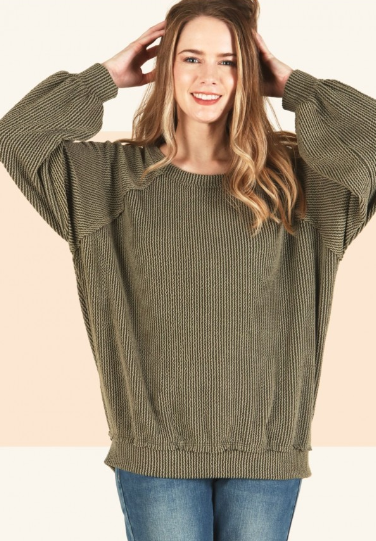 6527 Corduroy Stretchy Knit Pullover