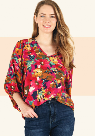 6489 Floral Rayon Print Top