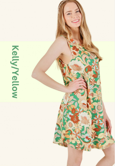 6442 Flower Print Sleeveless Dress