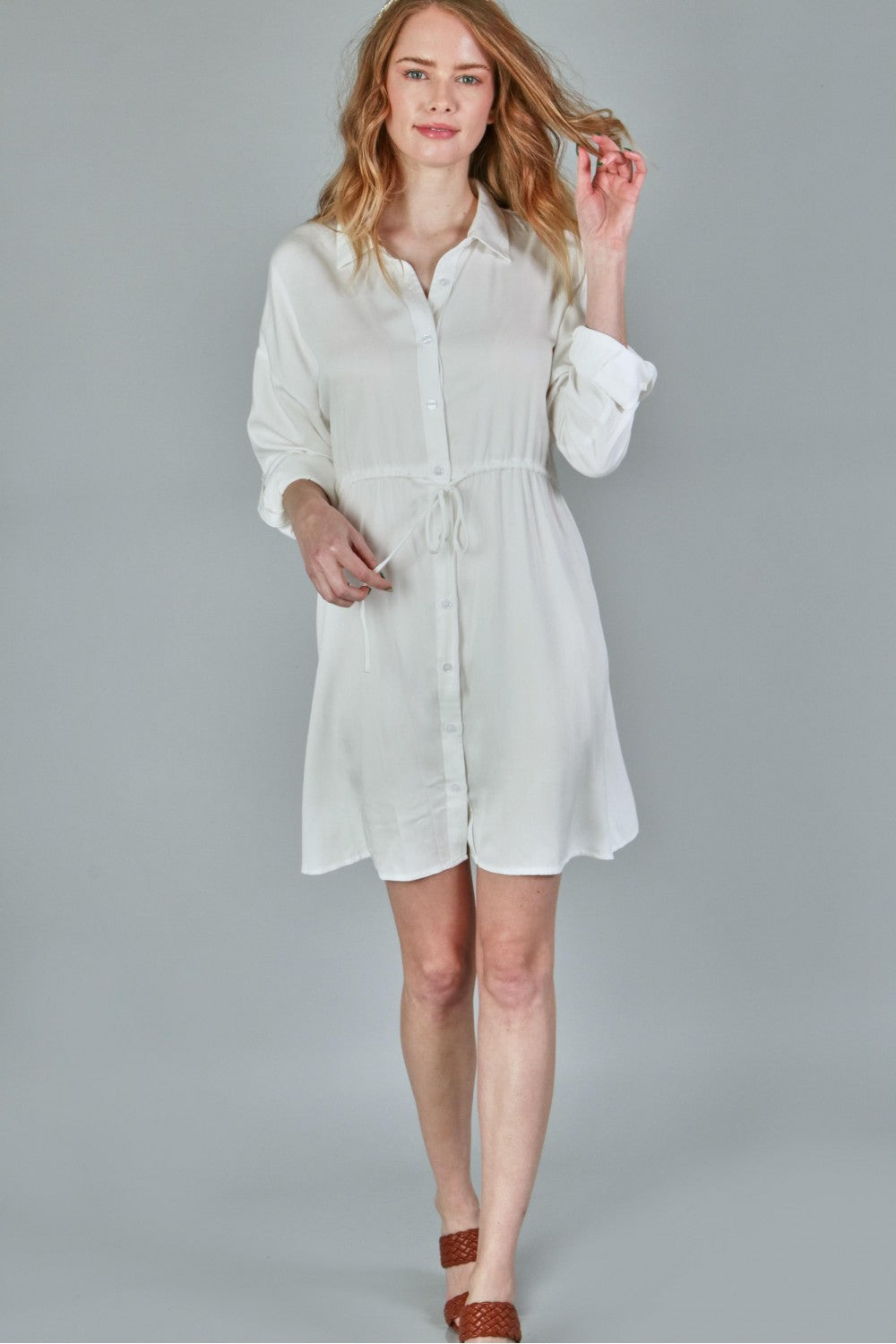 #12498 Woven Shirt Dress - Black / Denim / Ivory