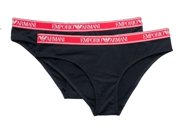 Armani 1633342R227 Logo-Waistband Briefs (2-Pack) - Dark Blue & Red