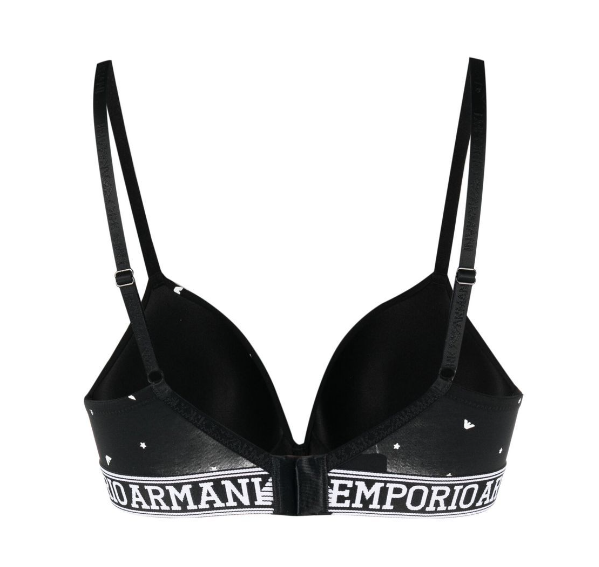 Armani 1644102R219 Padded Triangle Bra w/ Logo Underband - Black & White