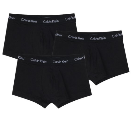 Calvin Klein NB2614 Cotton Low Rise Trunks (3-Pack) - Black / White / Black, Blue, Cobalt