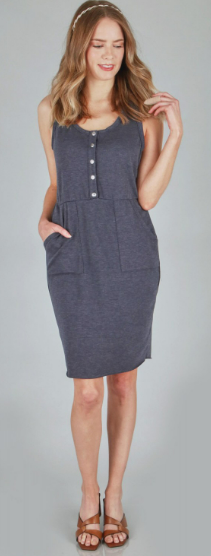 18163 Solid Knit Button Dress