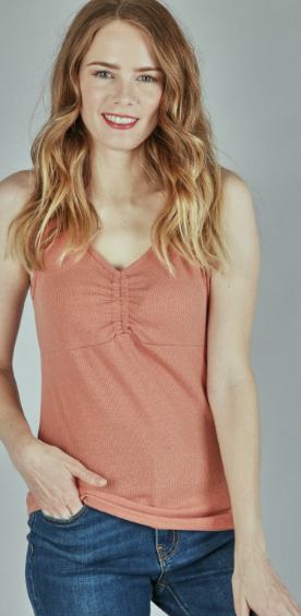 P18422 Solid Tank Top With Rib Front Detail