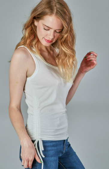 P17837 Solid Tank Top With Tie On Side