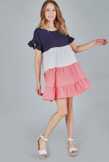 P17902 Layered Color Block Dress