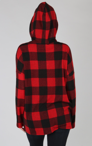 P18715 Plaid Pullover Hoodie