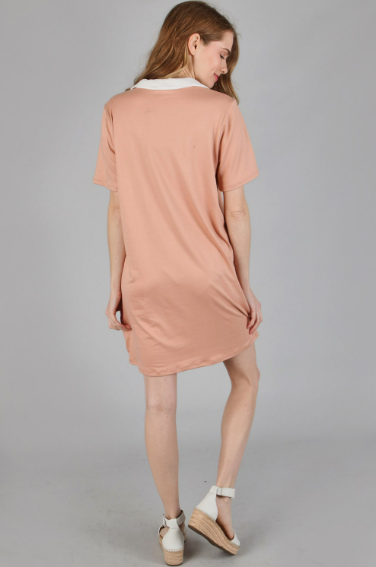 P18367 V-Neck Short Sleeve Solid Dress