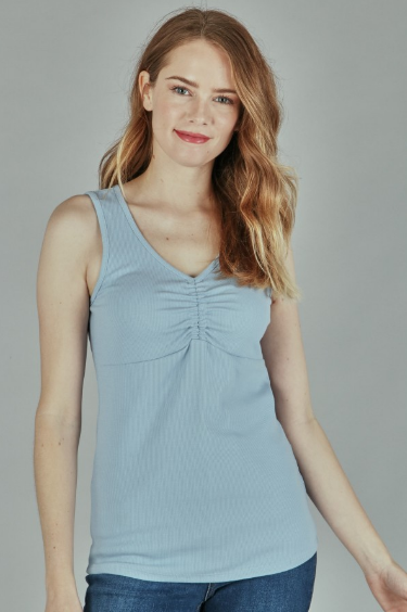 P18422 Solid Tank Top With Rib Front Detail