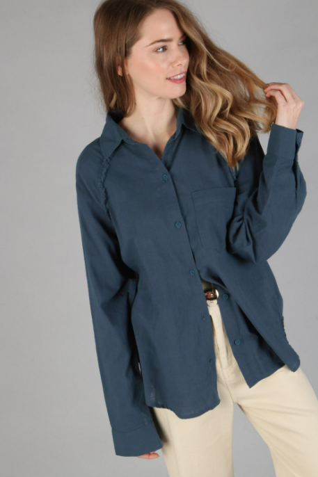 6134 Solid Woven Long Sleeve Button Up Shirts