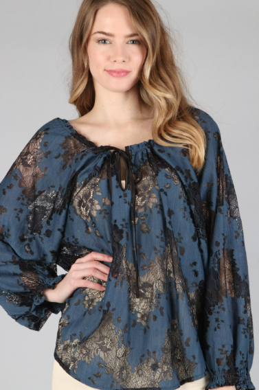 6126 Burnout Lace Blouse