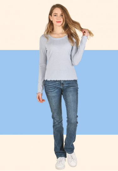 6150 Solid Round Neck Long Sleeve