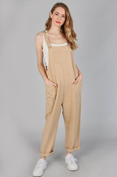 6077 Solid Pants With Suspenders & Pocket On Front