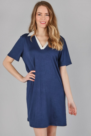 P18367 V-Neck Short Sleeve Solid Dress