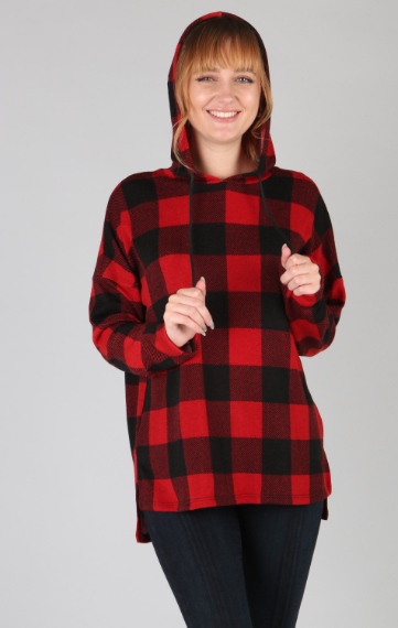 P18715 Plaid Pullover Hoodie