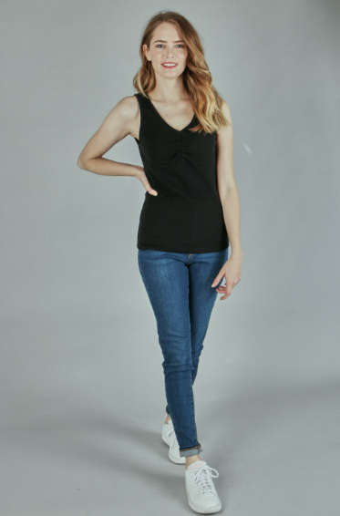 P18422 Solid Tank Top With Rib Front Detail