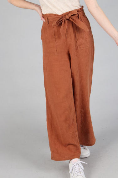 6072 Wrinkled Fabric Paperbag Pants With Pocket