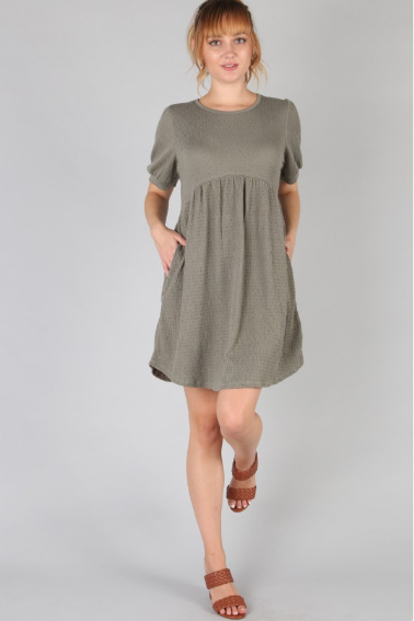 P18524 Pointed Solid Knit Dress