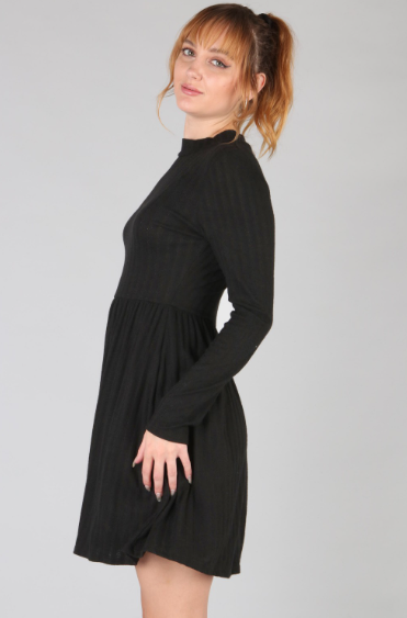 P18672 Rib Mid Turtle Neck Dress