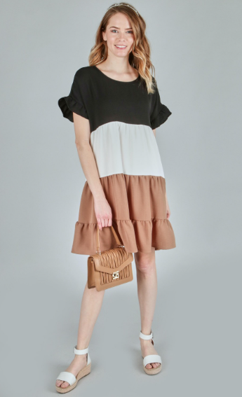 P17902 Layered Color Block Dress