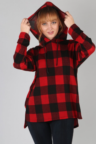 P18715 Plaid Pullover Hoodie