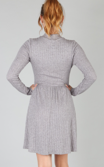 P18672 Rib Mid Turtle Neck Dress