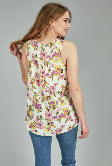 P18062 Flower Print Chiffon Top