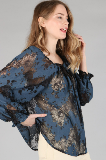 6126 Burnout Lace Blouse